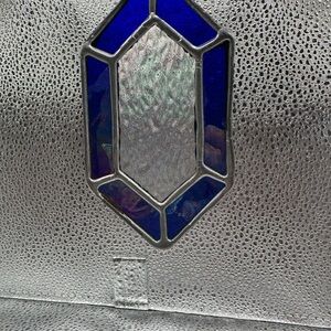 Elegant Cobalt Blue & Dichroic Stained Glass sun catcher.